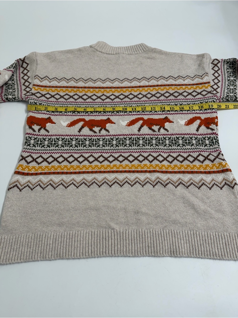 Talbots Fox Fair Isle Mock Neck Sweater Medium Button Shoulder Cottagecore Fall - Picture 10 of 10